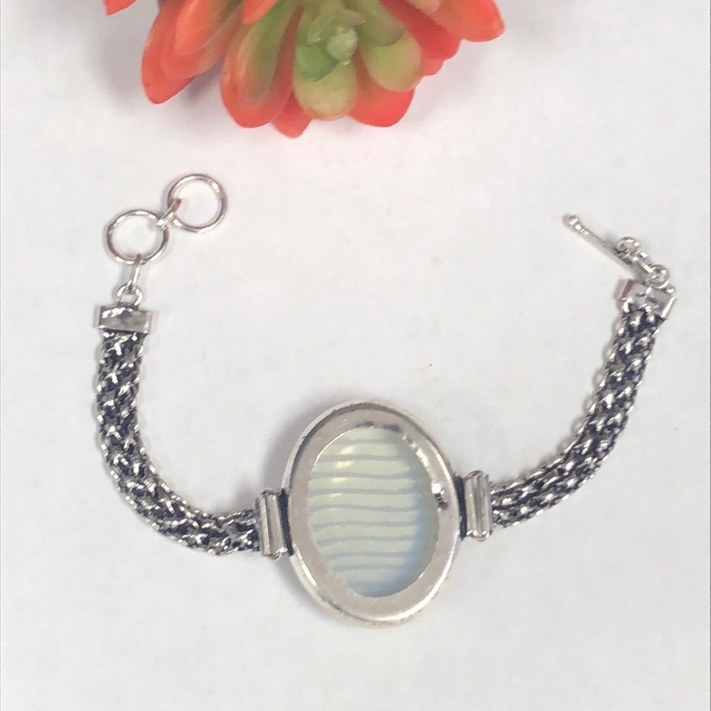 Carved Opalite Silver Bracelet - image 5